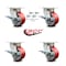 Service Caster 4 Inch Kingpinless Red Poly on Steel Wheel Caster Set Brake and Swivel Lock SCC-KP30S420-PUR-RS-SLB-BSL-4 - alternate 2
